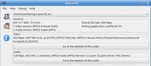 MediaInfo в Ubuntu 16.04 (Xenial Xerus), Ubuntu 16.10 (Yakkety Yak), Ubuntu 17.04 (Zesty Zapus), Ubuntu 17.10 (Artful Aardvark)